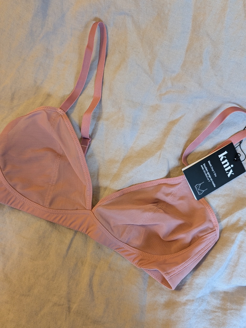 knix Everyday Light Support Triangle Bra - Dusty Pink